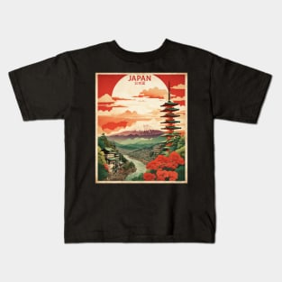 Japan Vintage Travel Tourism Sunset Kids T-Shirt